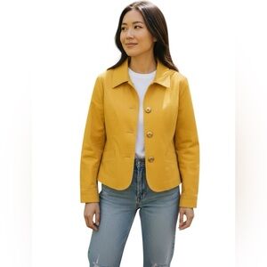 Charter Club Petite Medium Women’s Mustard Yellow Button-Front Jacket